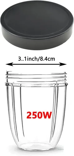 Vista 6 de 4 tapas planas para tapa Magic Bala, piezas de repuesto para licuadora Magic Bull, tapa de plástico negro compatible con vasos Magic Bullet de 250 W