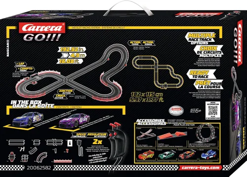 Vista 7 de Carrera GO 62582 NASCAR Talladega Competition - Juego de pista de carreras de juguete para niños, incluye 2 controladores de mano y 2 autos