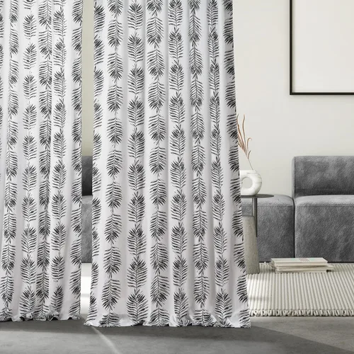 Vista 4 de HPD Half Price Drapes Cortinas florales de algodón de lujo con estampado de 84 pulgadas de largo (1 panel), modernas cortinas de oscurecimiento