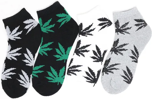 Vista 2 de Calcetines deportivos unisex de algodón con hojas de marihuana
