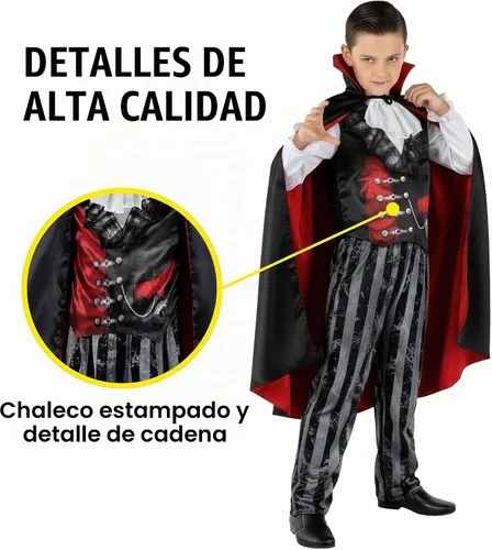 Vista 8 de Morph Evil Count - Disfraz de vampiro para niños, disfraz de vampiro para niños, disfraz de Halloween aterrador para niños Drácula