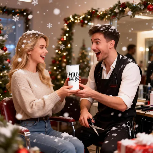 Vista 8 de I Will Cut You - Cómoda estilista, peluquería, peluquería, salón, Navidad, para mujeres y ella, divertida taza de café al vacío, botella de agua