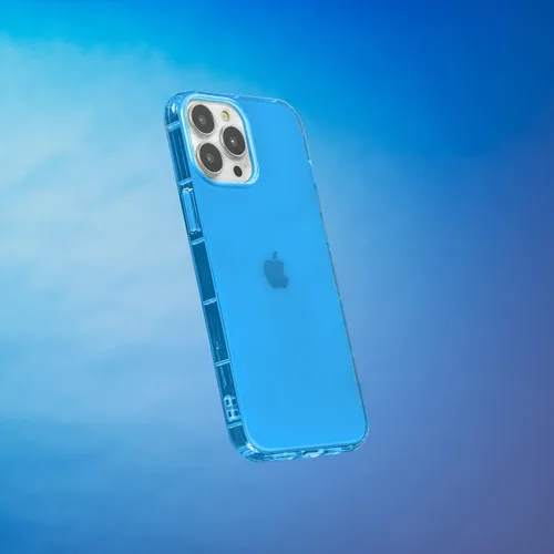 Vista 3 de SteepLab Funda con resaltador de neón para iPhone, funda Grippy Jelly con bolsillos protectores de aire (azul azul celeste, iPhone 13 Pro Max)