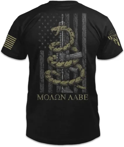 Vista 2 de Camiseta de serpiente Gadsden Patriotic Tribute Tee Camisa de apoyo veterano del orgullo americano Ropa militar 100% algodón