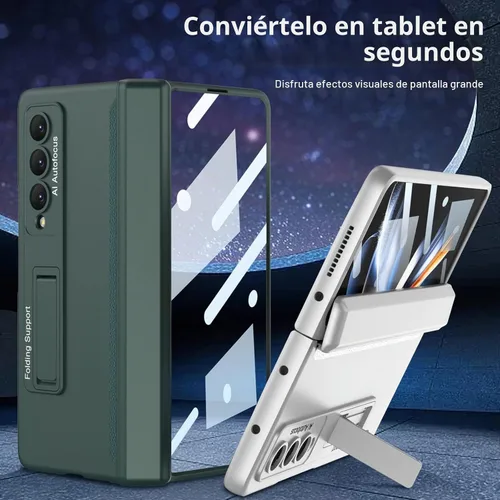 Vista 5 de Funda protectora para Samsung Galaxy Z Fold 4 con soporte de policarbonato magnético todo incluido a prueba de golpes para Z Fold 4 5G (negro)