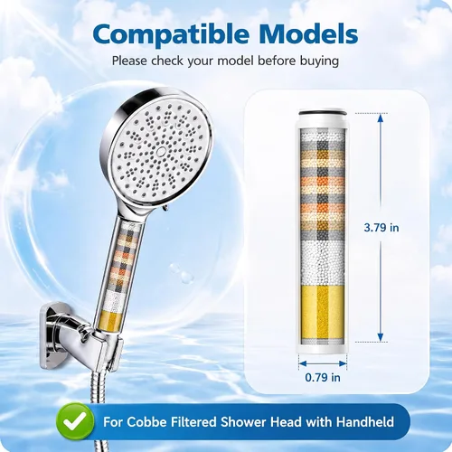 Vista 2 de Filtro de ducha compatible con cabezal de ducha de mano Cobbe Estándar