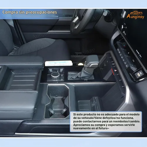 Vista 6 de Aunginsy Marco para panel de cambio de marchas con caja de almacenamiento Compatible con Toyota Tundra/Sequoia 2022-2024 2025 Protector contra
