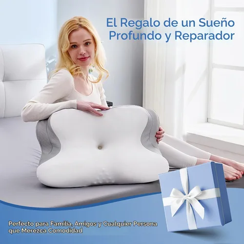 Vista 7 de BDEUS Almohada cervical cervical para dormir, almohada ergonómica de espuma viscoelástica con nodos de masaje para aliviar el dolor de cuello Blanco