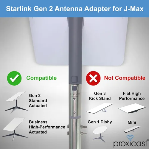 Vista 2 de Proxicast Adaptador de Antena Starlink para Monturas de Antena J-Max - Acoplador de Acero Inoxidable para Antena de Plato Satelital Rectangular
