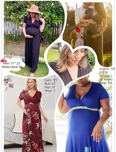 Vista 7 de Xpenyo - Vestido largo de maternidad casual para el embarazo la fiesta de bienvenida del bebé