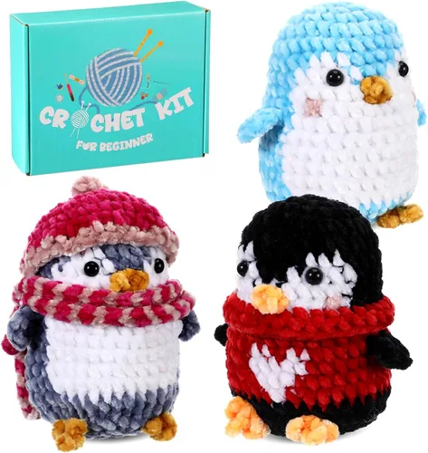 Vista 7 de XunYee - Kit de ganchillo de 3 piezas de patos pequeños, juego de bricolaje