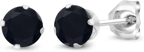 Vista 79 de Gem Stone King Aretes redondos de plata de ley 925 con piedra natal de 0.157 in para mujer