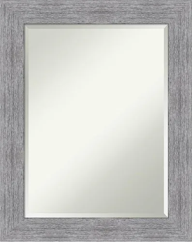 Vista 29 de Amanti Art Brown Wall Mirror 25x21 Bark Rustic Char Rectangle Bathroom Mirror for Wall Decor Living Room, Small Rustic Farmhouse Frame, Hangs