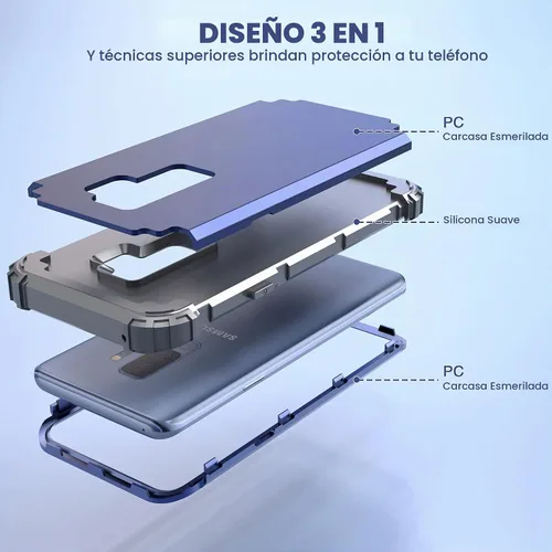 Vista 8 de IDweel Funda para Galaxy S9 Plus, para Galaxy S9+ funda azul para hombres y niños, 3 en 1, a prueba de golpes, delgada, híbrida, resistente