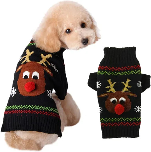Vista 12 de Suéter de Navidad para perro, lindo suéter de punto para perro de la paz y gato, traje de Navidad feo para vacaciones, disfraz suave para otoño e