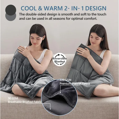 Vista 3 de L'AGRATY Manta con peso de 5 libras, para regazo, manta pequeña y portátil para adultos, refrescante, para viajar, relajarse y dormir, para todas