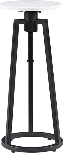 Vista 12 de Powell Muriel - Mesa de bebida con tapa de mármol blanco con estilo industrial, base de altura ajustable de metal negro