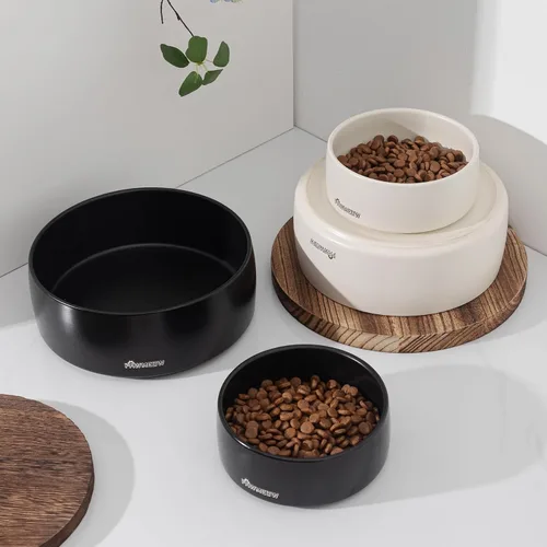 Vista 5 de Cuenco de cerámica para perros – Comedero para perros pequeños y medianos de 5.5 pulgadas, resistente a derrames, cuenco moderno y resistente
