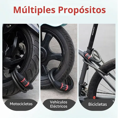 Vista 6 de ROCKBROS Cable de bloqueo de bicicleta especializado, Combinación de bloqueo de bicicleta de 5 dígitos, Cerradura de rueda de bicicleta de 47
