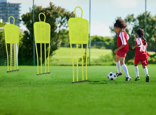 Vista 7 de Free Kick Mannequin Soccer, 3 Pcs 68.9 inch Soccer Training Equipment Wall, Durable PVC Soccer Defender Dummy with Carry Bag Verde fluorescente