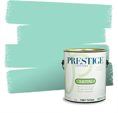 Vista 41 de Prestige Paints - Pintura exterior e imprimación en uno, 1 galón, plano, compatibilidad comparable con el color menta «Whipped Mint» de Behr