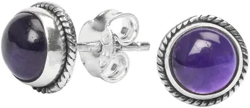 Vista 2 de Pendientes de tuerca con gemas, plata de ley 925, aretes de 6 mm redondos para niñas y mujeres, regalo