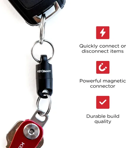Vista 2 de KeySmart MagConnect - Magnetic Quick Release Keychain Connector Secure Pull-Apart Key Attachment Accessory Black