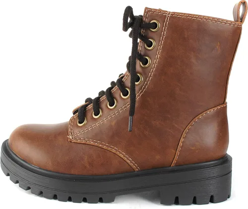 Vista 20 de SODA FIRM - Botines de combate con suela de lengüeta, cordones y cremallera lateral