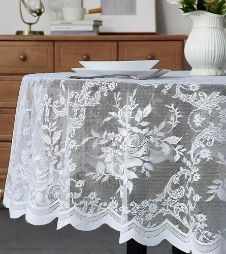 Vista 7 de Warm Home Designs Mantel redondo de 36 pulgadas con diseño de rosa inglesa para mesa auxiliar. LTC negro 36 pulgadas