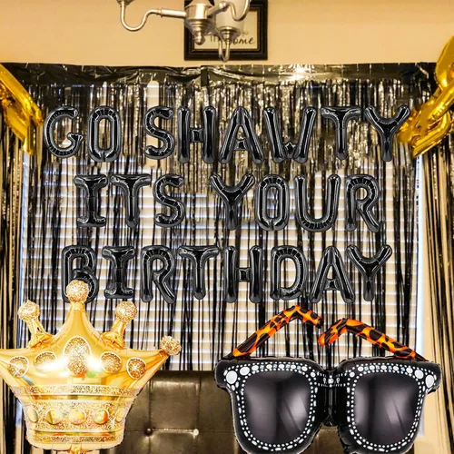 Vista 5 de Black Go Shawty - Decoración de cumpleaños de principios de los años 2000, hip hop, suministros de decoración de cumpleaños de broma para cumpleaños