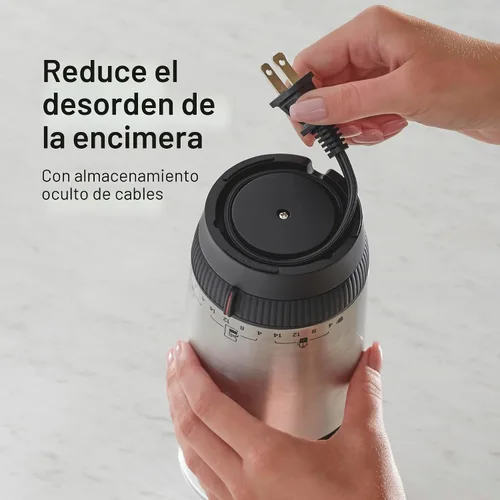Vista 7 de Hamilton Beach Molinillo de café eléctrico Custom Grind para 4 a 14 tazas, operación de una pulsación sin usar las manos con apagado automático
