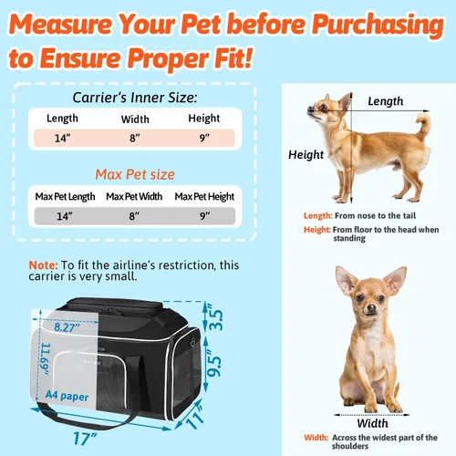 Vista 3 de Petskd Transportador de mascotas extensible superior de 17 x 11 x 9.5 pulgadas, aprobado por aerolíneas de Alaska, transportador de lados suaves