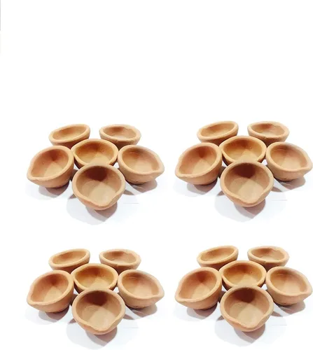 Vista 2 de Storite Paquete de 50 lámparas de aceite tradicionales/indias hechas a mano con arcilla de tierra/Diyas/Deepak