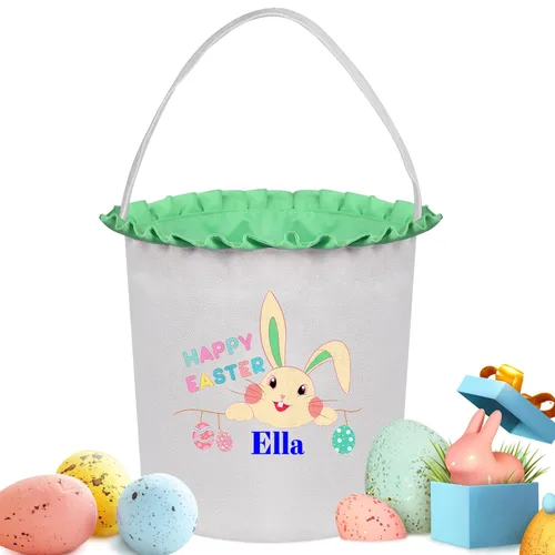 Vista 17 de Cestas de Pascua personalizadas para niños y niñas, cestas de conejo de Pascua personalizadas para niños, cesta de caza de huevos de Pascua, regalos