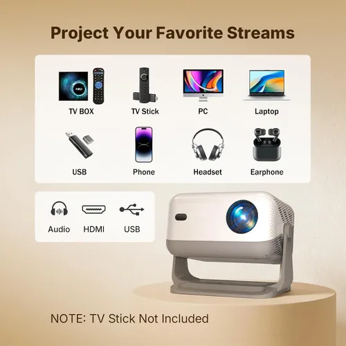 Vista 8 de Compatible con Netflix Smart Projector con Whale TV, proyector Native 1080P compatible con 4K, enfoque automático y Keystone automático, Dolby