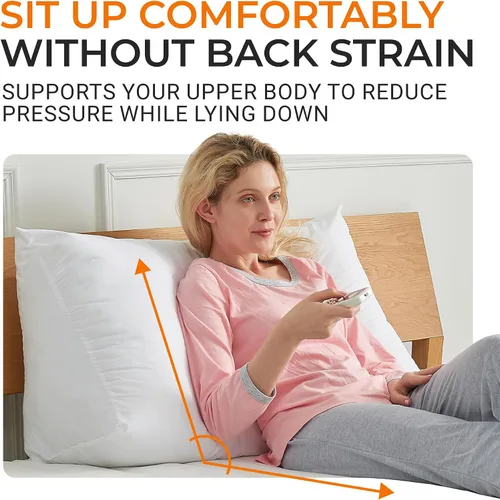Vista 3 de Cheer Collection - Almohada en forma de cuña, supercómoda y de tela suave, para leer o elevar la cama