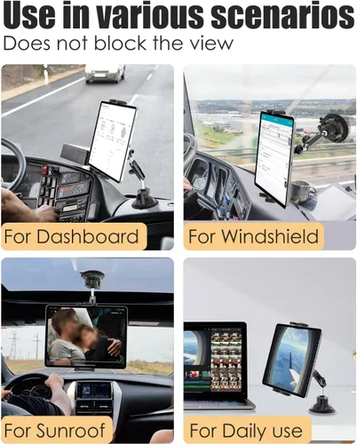 Vista 7 de Charchendo Pilot Tablet Mount [Upgraded Multi-Angle Adjustable Metal Arm], Aviation Cockpit Tablet Holder with Super Suction Cup, Fits iPad Pro