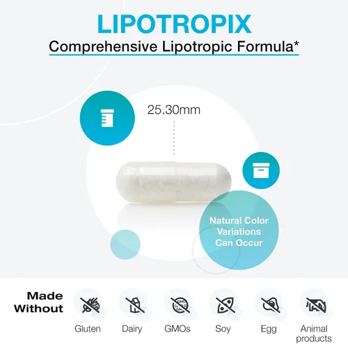Vista 3 de XYMOGEN LipotropiX - Fórmula de colina, taurina y metionina - Apoyo al metabolismo del hígado y los lípidos - Vegano, sin gluten y sin OMG - 120