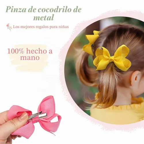 Vista 3 de 20 PIEZAS Lazos para el Cabello de 3 Pulgadas para Niñas Cinta de Grogrén Accesorios para el Cabello de Niñas Pequeñas con Pinzas de Cocodrilo