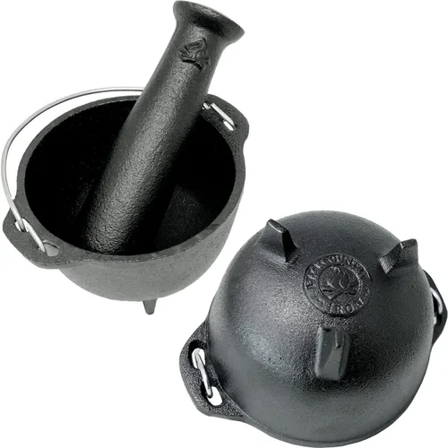 Vista 3 de Juego de mortero y mortero de hierro fundido de 4.75 pulgadas, molinillo de especias de 2 tazas
