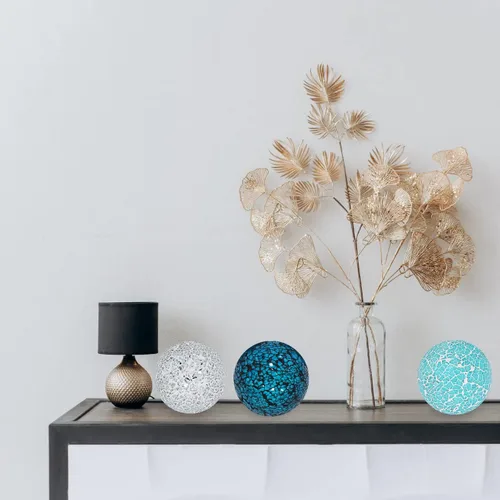 Vista 5 de Kunjocy 3 piezas de orbes de vidrio decorativas de 4 pulgadas, bolas de esfera de mosaico de vidrio, bolas de centro de mesa para tazones, jarrones