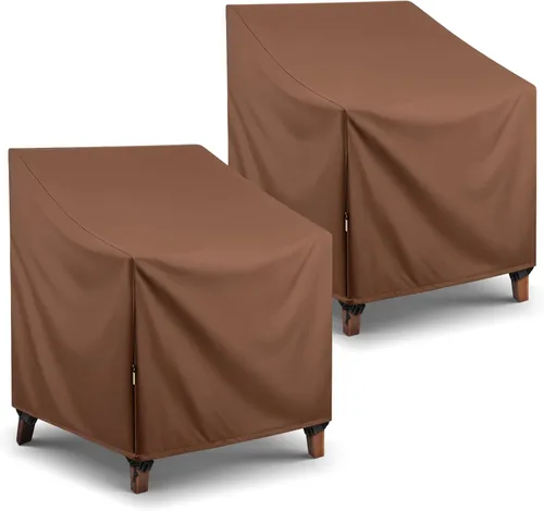 Vista 8 de Arcedo Fundas para Sillas de Respaldo Alto para Exteriores Impermeables, Fundas para Sillas Giratorias de Comedor Apilables de Servicio Pesado Beige