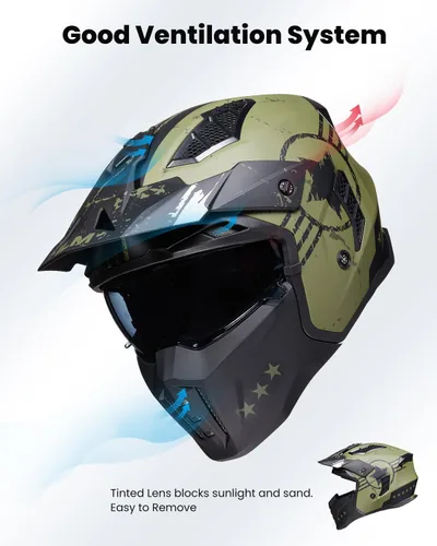 Vista 5 de ILM Medio casco de motocicleta de cara abierta 3/4 para hombres y mujeres, casco retro vintage con visera para ciclomotor, ATV, crucero, scooter