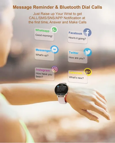 Vista 4 de Reloj inteligente para mujer (respuesta/hacer llamadas), reloj inteligente Bluetooth HD de 1.32 pulgadas para teléfonos Android y iPhone, rastreador