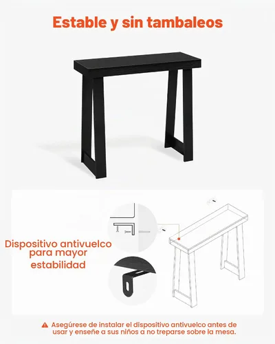 Vista 7 de VEVOR Mesa consola de 36 pulgadas, escritorio moderno detrás del sofá, escritorio de entrada rectangular de madera, soporte estrecho y largo