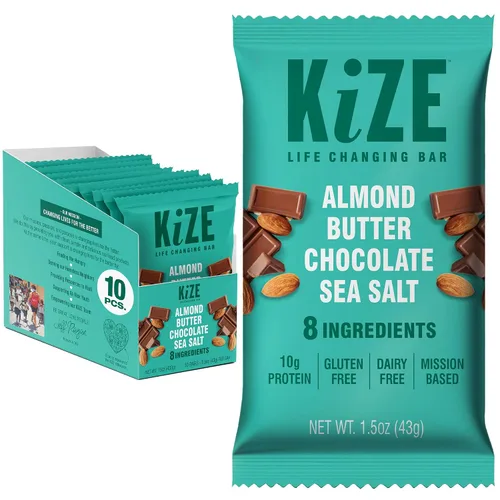 Vista 44 de KiZE Energy Bars - Barras energéticas de reemplazo de comidas con alto contenido de proteínas, a base de mantequilla de almendras, sin gluten, sin