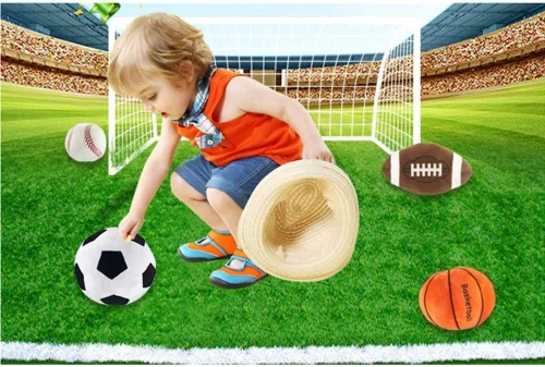 Vista 5 de Almohada de felpa de fútbol de 11 pulgadas, almohada de peluche esponjosa, almohada de pelota deportiva, suave y duradera, juguete deportivo