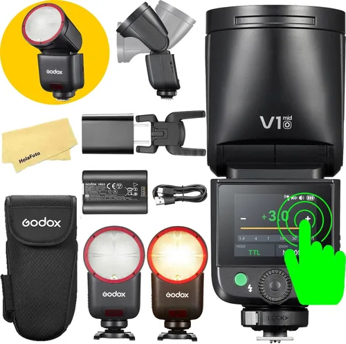 Vista 10 de GODOX V1 Mid S Godox Flash para Sony Flash Speedlight, 55Ws 2.4G TTL Flash de cámara para Sony, control de pantalla táctil, tiempo de reciclaje