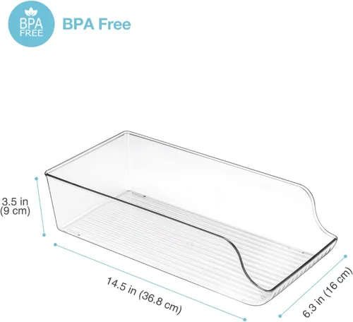 Vista 5 de Puricon Paquete de 4 contenedores organizadores de refrigerador, dispensador de latas, contenedor de alimentos enlatados para bebidas de soda