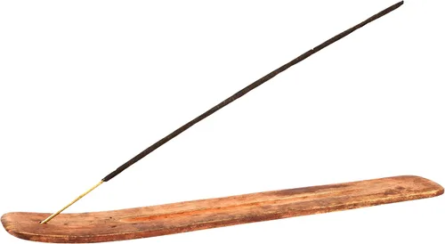 Vista 12 de Soporte de incienso de madera para palos con incrustaciones de luna creciente de latón de 10 pulgadas de largo